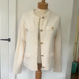 H&M Cream Lightweight Boucle Suit Jacket